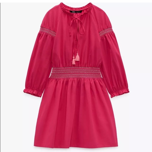 ZARA CONTRASTING ELASTIC DETAIL DRESS - Picture 1 of 3